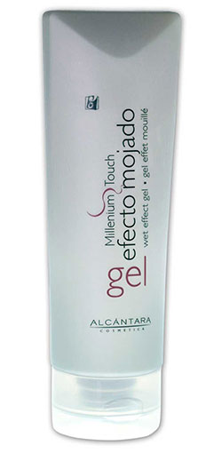 Millenium Touch Gel de efeito molhado de Alcántara Cosmética, modela o cabelo e embelece-o