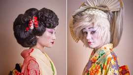 El desfile recordaba a Japón, en el marco del Congreso Imagine & Art. Yolanda Aberasturi, anfitriona del evento, fue también la protagonista del desfile de peinados Geisha a escena 