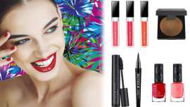 Esta colección de maquillaje, inspirada en la la belleza del trópico, ofrece colores vibrantes, exagerados, absolutamente exuberantes, creados para intensificar la belleza a través del color y de la luminosidad