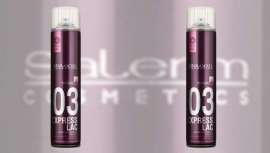 Salerm Cosmetics lanza esta laca con sistema de pulverizado exclusivo y efecto seco. Un producto de acabado ideal para trabajos complejos que requieran fijación fuerte en tiempo récord
