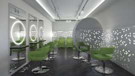 El aro central del tocador Halo by GAMMA Store que trae hasta nosotros Orizzont, es sin duda una pieza espectacular del diseño en mobiliario para peluquería. Iluminado con LED, asegura una percepción perfecta de la imagen en el espejo 