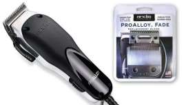 A máquina de corte, potente e silenciosa, que gera mais de 6.000 movimentos de corte por minuto, corpo de alumínio, 100% Barber, vem agora com a nova lâmina Pro Alloy como presente