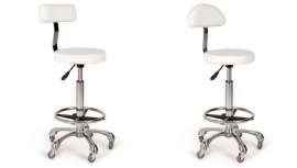 Dois modelos com múltiplas possibilidades, ideais em relação a comodidade e ergonomia, preservando a saúde postural dos profissionais. Tamboretes Italor, Margarita e Azucena