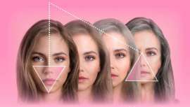 El triángulo facial invertido determina el envejecimiento del rostro. Se percibe como pérdida de proyección en los volúmenes, pero es un descenso de las facciones, que deforma la cara a partir de los 40, cargando todo el peso en el tercio inferior