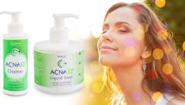 La firma farmacéutica apuesta por dos productos clave para realizar una limpieza facial que respete las pieles con problemas: Acnaid® Jabón Líquido y Acnaid® Limpiador