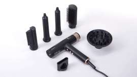 Secador profesional con motor brushless de alta velocidad. Con 6 cabezales intercambiables, 3 niveles de velocidad y 3 temperaturas ajustables