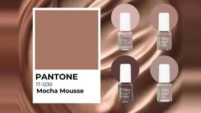 ¡Baña tus uñas en el Pantone de 2025 Mocha Mousse con las lacas de uñas de Vitry!