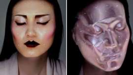 La técnica del mapping es empleada sobre la cara de una modelo con resultados increíbles