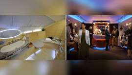 Dimensiones: 72,7 metros de longitud y 24,1 de altura. Son las medidas del Emirates A380, el avión más grande del mundo y quizás de los primeros en incorporar el concepto wellness. Prepárense para un vuelo con bar y spa a bordo 