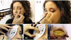 María Soláns, directora de esta Escuela y Agencia de Maquillaje, explica cómo hacer un look original a partir de plantillas con motivos navideños