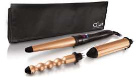 Sus tres cilindros intercambiables infunden aceite de argán sobre el cabello para un acabado suave y duradero