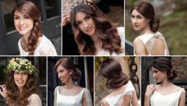 El encanto de la naturaleza y una finca con solera actúan de telón de fondo para presentar un estilismo de novias con mucho chic. Los trajes son el contrapunto del peinado elegido para la ocasión