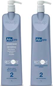 Sistema de alisado: Restore Plus Alisador Restaurador Intenso y Restore Plus Crema Alisante Suave de Prolab Cosmetics