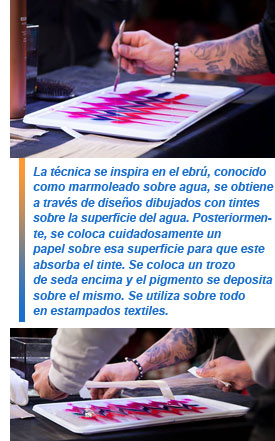 El ebrú, técnica de dibujo sobre el agua, transferida al cabello